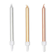 x3 pcs Silver/Gold Metallic Birthday Candles